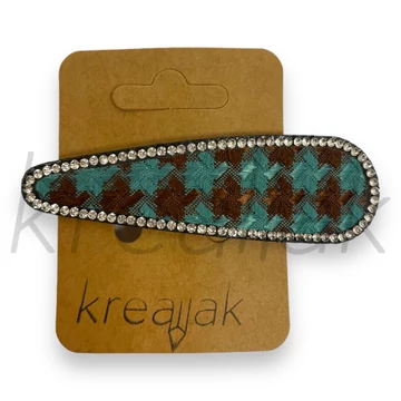 Kék-barna tyúklábmintás hajcsat