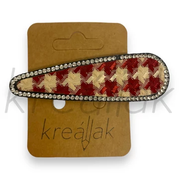 Hajcsat - Bordó-beige tyúklábmintás hajcsat