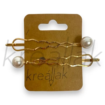 Hajcsat - Arany hullámos gyöngyös hajcsat