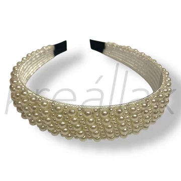 Törtfehér gyöngyös vastag hajpánt