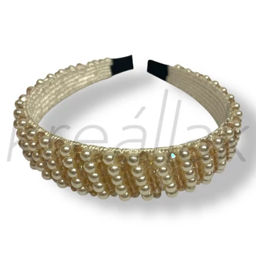 Beige gyöngyös vastag hajpánt