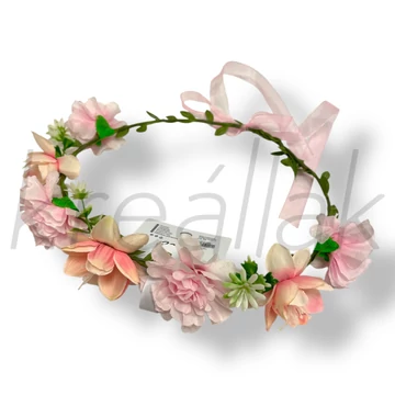 Rózsaszín virágos hajkoszorú