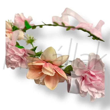 Rózsaszín virágos hajkoszorú