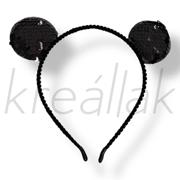 Fekete flitteres bársony hajpánt 