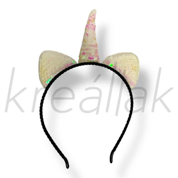 Fehér flitteres unikornis hajpánt 