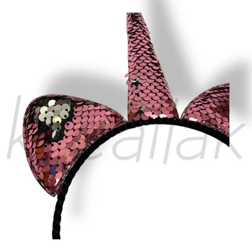 Rózsaszín flitteres unikornis hajpánt 