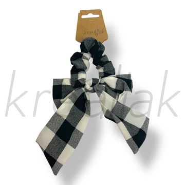 Fekete kockás masni hajgumi