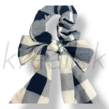 Kék kockás masni hajgumi