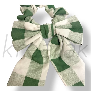 Zöld kockás masni hajgumi