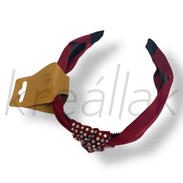 Bordó strasszos szatén hajpánt