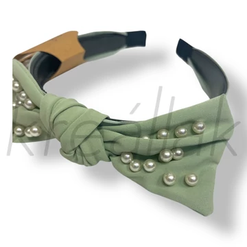 Menta gyöngyös szatén hajpánt