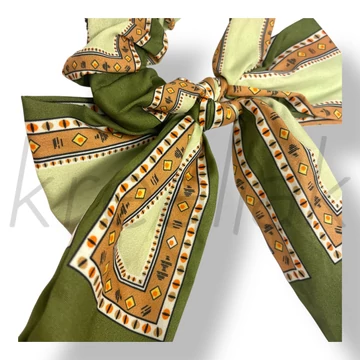 Zöld kendő mintás masni hajgumi