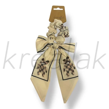 Bézs kocás masni hajgumi