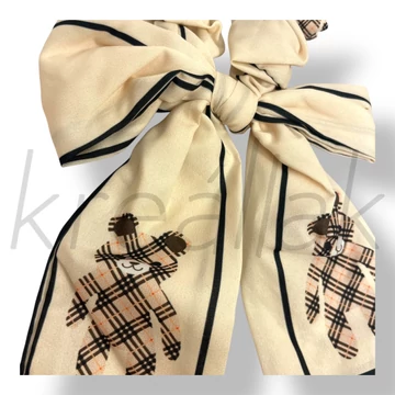 Bézs kocás masni hajgumi