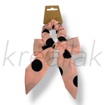 Rózsaszín pöttyös masni hajgumi