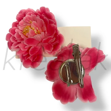 Pink virág hajcsipesz és kitűző