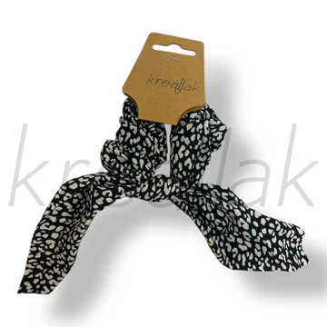 Fekete ocelot mintás masni hajgumi