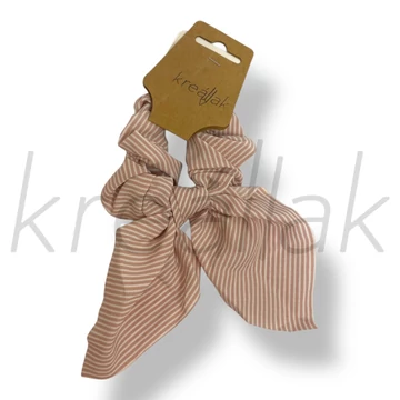 Rózsaszín-fehér csíkos masni hajgumi