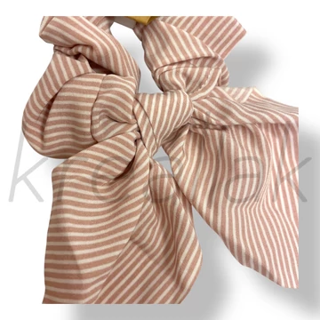 Rózsaszín-fehér csíkos masni hajgumi