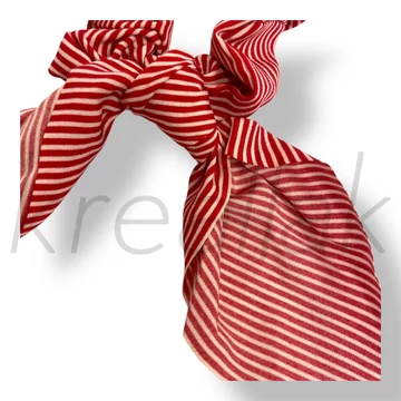 Piros-fehér csíkos masni hajgumi 