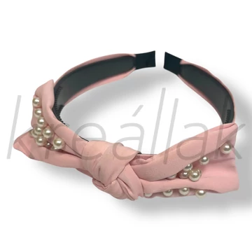 Rózsaszín gyöngyös szatén hajpánt