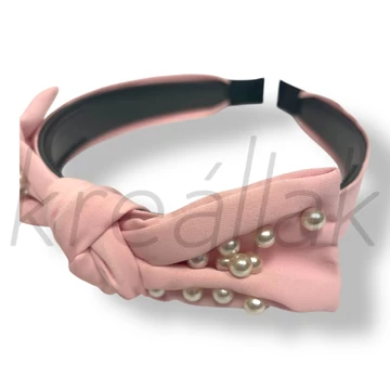 Rózsaszín gyöngyös szatén hajpánt