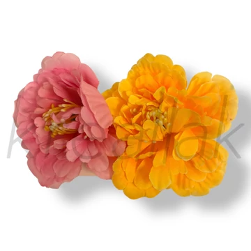Pink és sárga virág hajcsipesz,kitűző szett