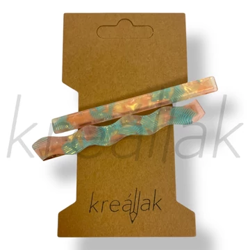 Lazac-türkíz mintás hajcsat szett