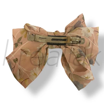 Rózsaszín virágos masni hajcsat