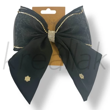 Fekete strasszos masni hajcsat 