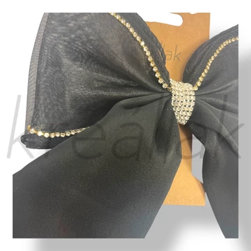 Fekete strasszos masni hajcsat 