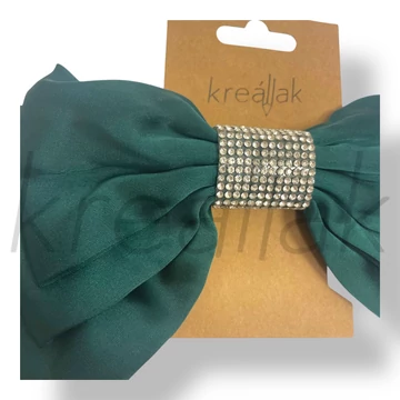 Zöld strasszos masni hajcsat 
