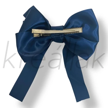 Sötétkék szatén masni hajcsat 