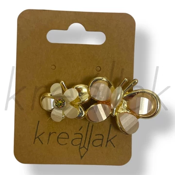 Arany színű rózsaszín lepkés hajcsipesz 