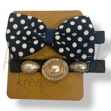 Sötétkék pöttyös hajcsipesz szett 