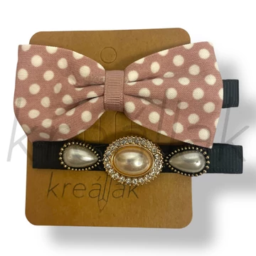 Rózsaszín pöttyös hajcsipesz szett 