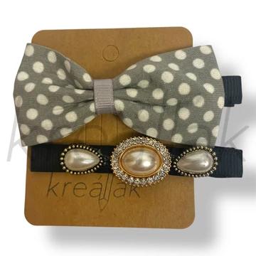 Szürke pöttyös hajcsipesz szett 