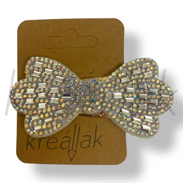 Ezüst strasszos masni hajcsat