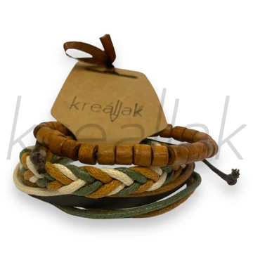 Karkötő - Keki-barna  fonott mintás karkötő