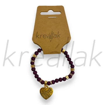 Karkötő - Lila szív medálos karkötő