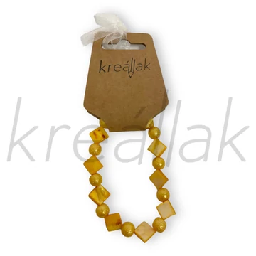 Ásvány karkötő - Zsorzsett tekla,kagyló karkötő sárga