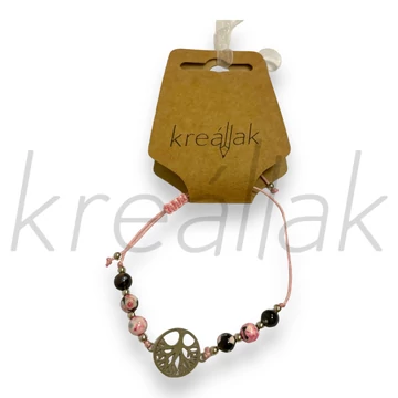 Karkötő - Életfa medálos rózsaszín karkötő