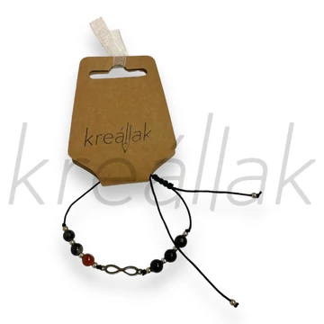 Karkötő - Fekete zsinóros karkötő végtelen medállal