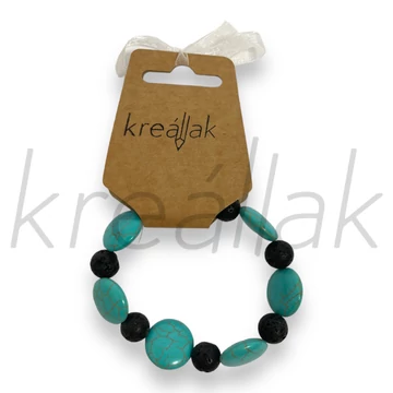 Ásvány karkötő - Türkíz gyöngyös , lávakő karkötő