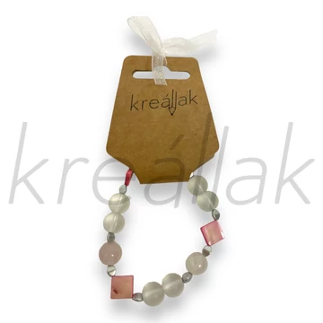 Ásvány karkötő - Rózsakvarc és kagylógyöngy karkötő