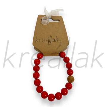 Ásvány karkötő - Piros kagyló gyöngyös karkötő