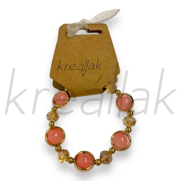 Karkötő - Rózsaszín gyöngyös arany színű karkötő