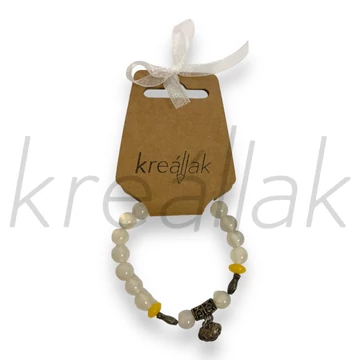 Ásvány karkötő - Fehér kagyló gyöngy karkötő medállal