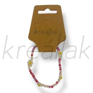 Pink virágos gyöngy karkötő