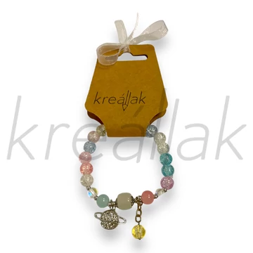 Karkötő - Üveggyöngy karkötő bolygó medállal